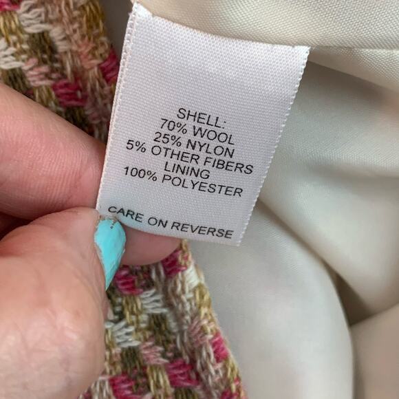 Talbots Pink Cream woven tweed woven blazer size 4P - Picture 4 of 8
